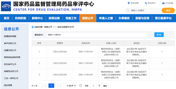 赛业生物祝贺合作伙伴赛诺哈勃药业SNH-119014获批开展临床试验