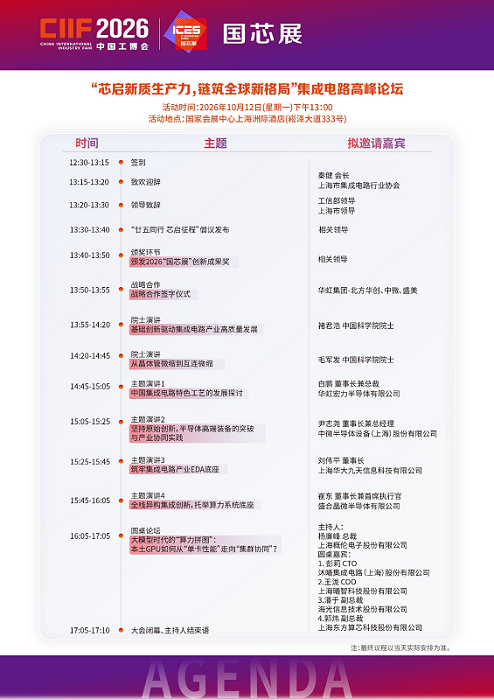 国芯聚势，共启集成电路产业新生态——2026中国工博会“国芯展”暨高峰论坛十月启幕